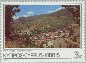 Stamp, Panoramic View of Phini village, Cyprus,  , Landscapes