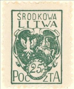 Stamp, Coat of arms, Central Lithuania,  