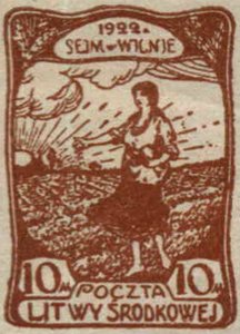 Stamp, Sowing woman, Central Lithuania,  