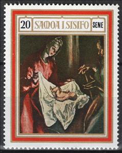 Stamp, Nativity, by El Greco, Samoa,  , Christmas, Religion