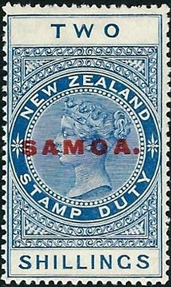 Stamp, Overprinted in Red, Samoa,  