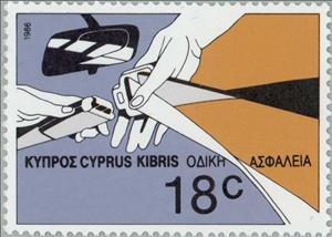 Stamp, Use of Safety Belt, Cyprus,  , Special Occasions, Roadsafety