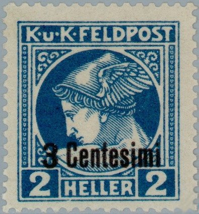 Merkur with overprint in Centesimi