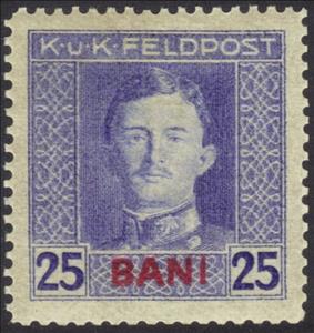Stamp, overprint BANI, Austria,  