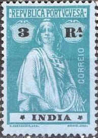 Stamp, Ceres, India, Portuguese,  