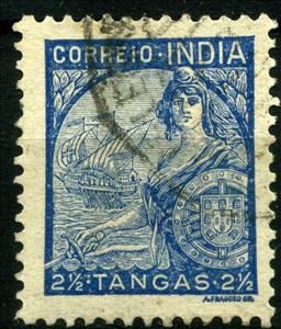 Stamp, Portugal and Galeasse, India, Portuguese,  