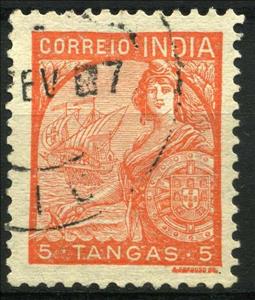 Stamp, Portugal and Galeasse, India, Portuguese,  