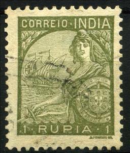 Stamp, Portugal and Galeasse, India, Portuguese,  