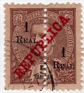 Stamp, Carlos I 2 Halfs, India, Portuguese,  