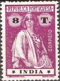 Stamp, Ceres, India, Portuguese,  