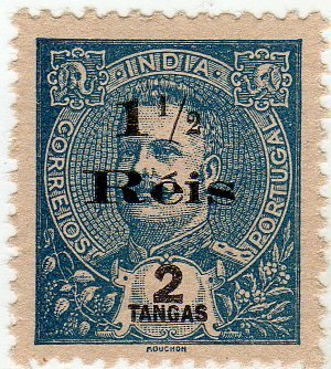 Stamp, Carlos I Overcharged, India, Portuguese,  