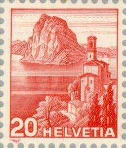 Stamp, Stampexhibition Aarau, Switzerland,  , Landscapes, Philatelic Exhibitions, Mountains, Lakes, Churches - Cathedrals - Basilicas - Chapels