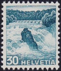 Stamp, Rheinfall near Schaffhausen, Switzerland,  , Landscapes, Waterfalls, Bridges, Rivers