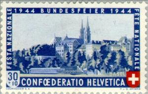 Stamp, Münster & Pfalz in Basel, Switzerland,  , Landscapes, Churches - Cathedrals - Basilicas - Chapels
