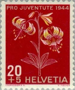 Stamp, Common Turk's Cap Lily (Lilium martagon), Switzerland,  , Flowers, Plants (Flora)