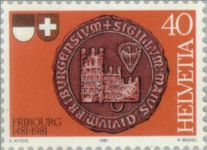 Stamp, City seal of Freiburg, Switzerland,  , Seals (Emblems)