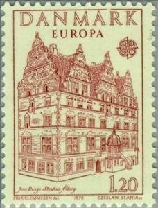 Stamp, Jens Bang's House, Aalborg, Denmark,  , Houses, Postal Unions, Monuments, C.E.P.T., Europe