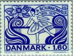 Stamp, Dancer at Bar - August Bournonville (ballet master), Denmark,  , Dance, Ballet, Choreographers, Stylized Plants