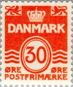 Stamp, Figure 'wave'- type, Denmark,  , Numbers