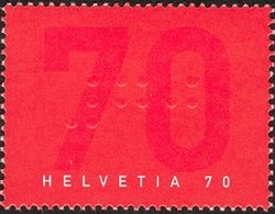 "70" imprinted and in braille