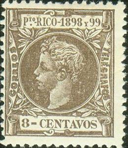 Stamp, King Alfonso XIII, Puerto Rico,  