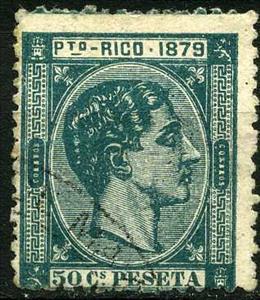 Stamp, King Alfonso XII, Puerto Rico,  
