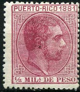 Stamp, King Alfonso XII, Puerto Rico,  