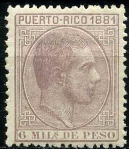Stamp, King Alfonso XII, Puerto Rico,  