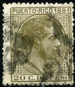Stamp, King Alfonso XII, Puerto Rico,  