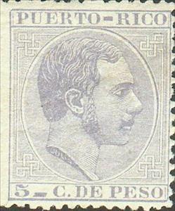 Stamp, King Alfonso XII, Puerto Rico,  