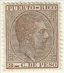 Stamp, King Alfonso XII, Puerto Rico,  