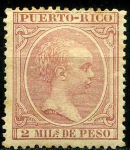 Stamp, King Alfonso XIII, Puerto Rico,  