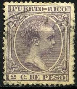 Stamp, King Alfonso XIII, Puerto Rico,  