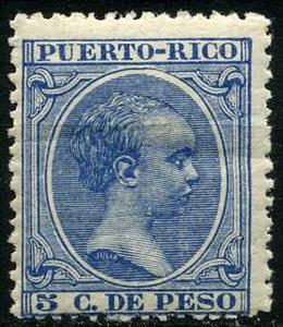 Stamp, King Alfonso XIII, Puerto Rico,  