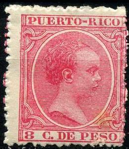 Stamp, King Alfonso XIII, Puerto Rico,  