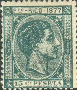 Stamp, King Alfonso XII, Puerto Rico,  