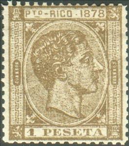 Stamp, King Alfonso XII, Puerto Rico,  
