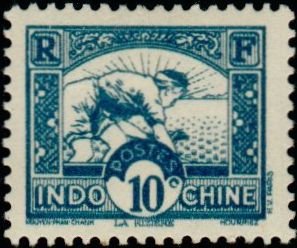 Stamp, Paddy Field, French Indochina,  , Agriculture