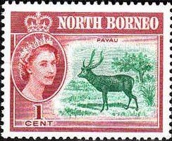 Stamp, Sambar Deer (Cervus unicolor), North Borneo,  , Mammals, Animals (Fauna), Deer