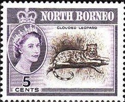 Stamp, Clouded Leopard (Neofelis nebulosa), North Borneo,  , Mammals, Leopards, Animals (Fauna)