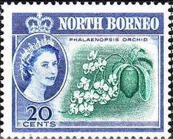 Stamp, Phalaenopsis Orchid, North Borneo,  , Flowers, Orchids, Plants (Flora)
