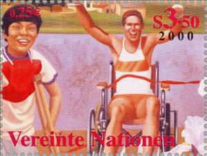 Stamp, U.N.O.in 21th century, UNO Vienna,  , Disabled
