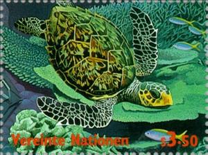 Stamp, Int. Year of the Ocean, UNO Vienna,  , Special Occasions, Reptiles, Turtles, International Years, Animals (Fauna)