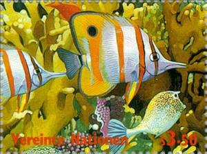 Stamp, Int. Year of the Ocean, UNO Vienna,  , Special Occasions, International Years, Animals (Fauna), Fishes