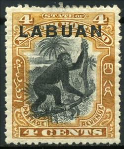 Stamp, Orangutan (Pongo sp.), Labuan,  , Animals (Fauna)