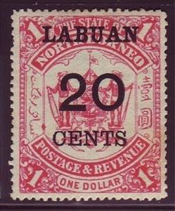 Stamp, 20 cents on 1 Dollar, Labuan,  