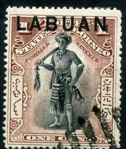 Stamp, Dyak Chieftain, Labuan,  