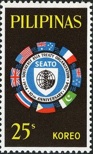 Flags surrounding SEATO emblem