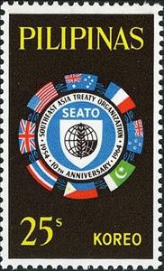 Stamp, Flags surrounding SEATO emblem, Philippines,  