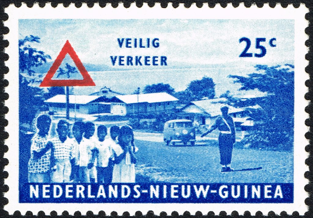School children crossing street
